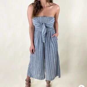Bishop + Young Blue and White Striped Jumpsuit, XS